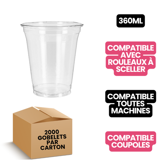 Gobelets en Plastique 360ml pour Bubble Tea
