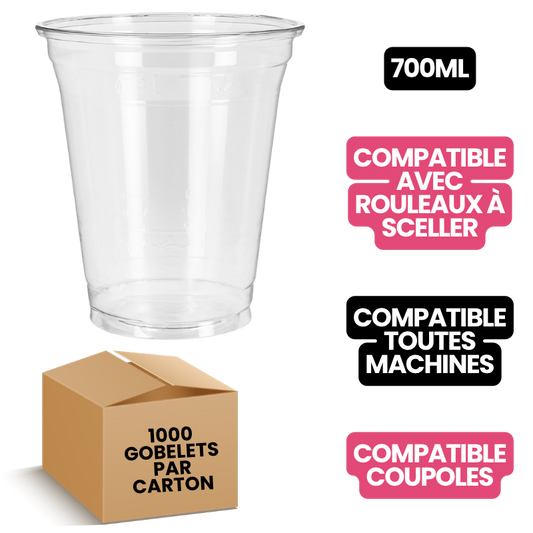 Gobelets en Plastique 700ml pour Bubble Tea